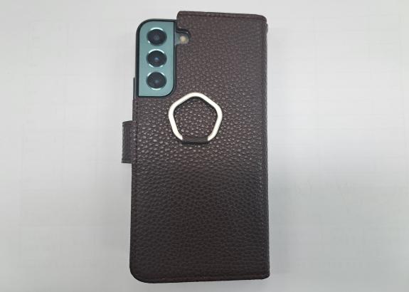 휴대폰(갈색 가죽 케이스)