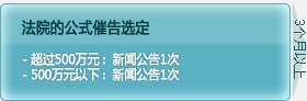 公式催告, 超过500万元, 500万元以下:超过500万元3个月以上